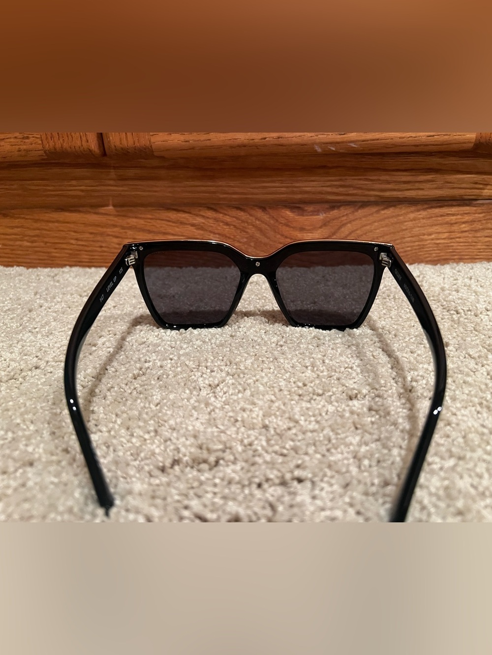Quay Australia Black Square Shape Black & Gold Level Up Sunglasses with Case - Picture 4 of 8